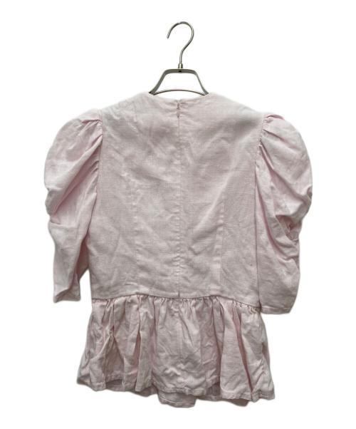 BORDERS at BALCONY（ボーダーズアットバルコニー）BORDERS at BALCONY (ボーダーズアットバルコニー) LINEN PEPLUM TOP ピンク サイズ:36の古着・服飾アイテム
