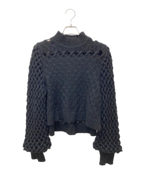 Mame Kurogouchi（マメクロゴウチ）Mame Kurogouchi (マメクロゴウチ) Plaid Kintted Pullover ブラック サイズ:1の古着・服飾アイテム