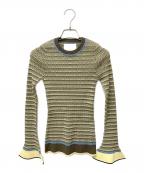 merletteマーレット）の古着「フレアスリーブボーダーニット」｜イエロー