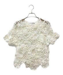 COMME des GARCONS GIRL（コムデギャルソンガール）の古着「半袖クロシェニット」｜ホワイト