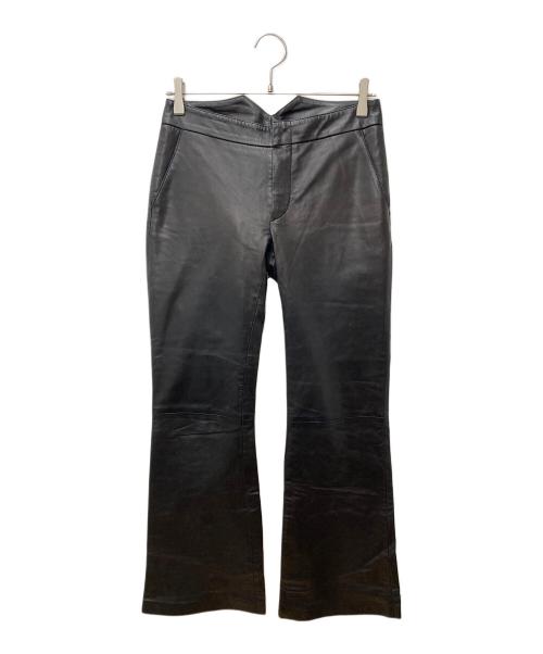 GUCCI（グッチ）GUCCI (グッチ) ラムレザーフレアパンツ ブラック サイズ:38の古着・服飾アイテム