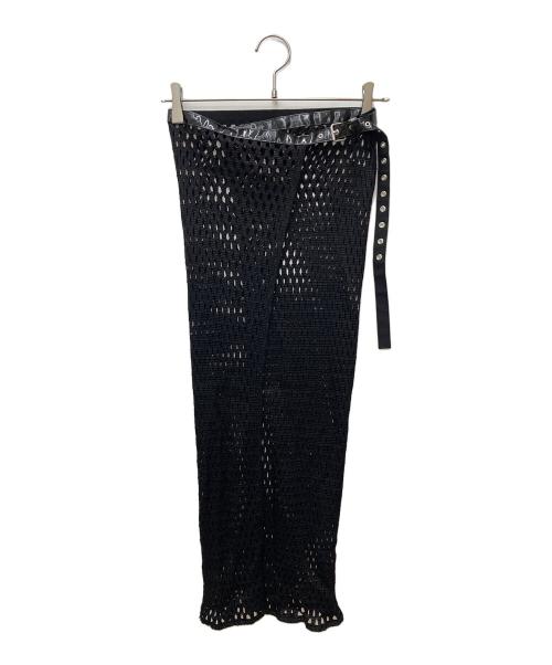 FETICO（フェティコ）FETICO (フェティコ) BELTED MESH WRAP SKIRT ブラック サイズ:Ｆの古着・服飾アイテム