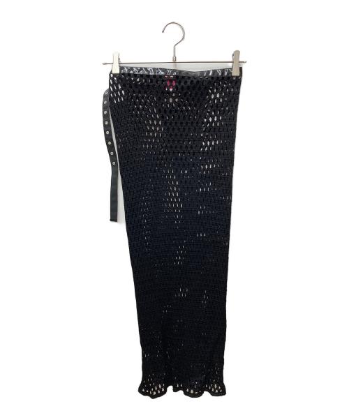 FETICO（フェティコ）FETICO (フェティコ) BELTED MESH WRAP SKIRT ブラック サイズ:Ｆの古着・服飾アイテム