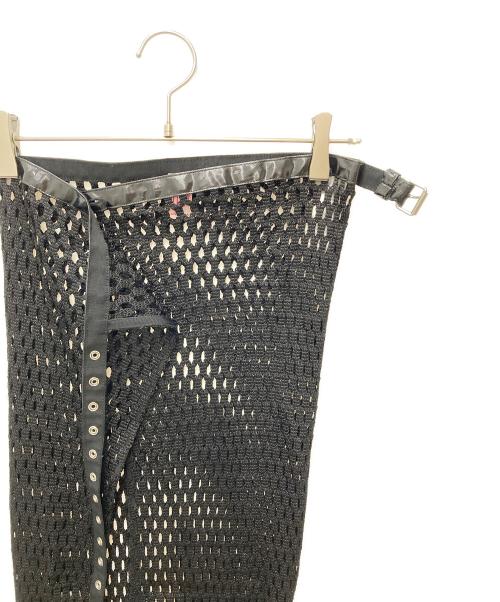 FETICO（フェティコ）FETICO (フェティコ) BELTED MESH WRAP SKIRT ブラック サイズ:Ｆの古着・服飾アイテム