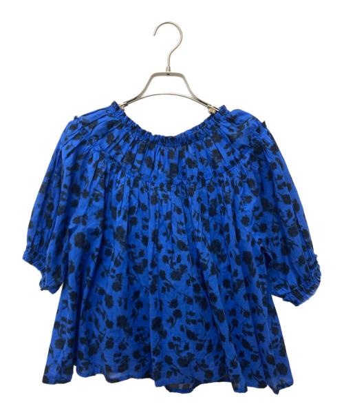 merlette（マーレット）merlette (マーレット) マントンプリントトップ 半袖ブラウス ブルー サイズ:X-SMALLの古着・服飾アイテム