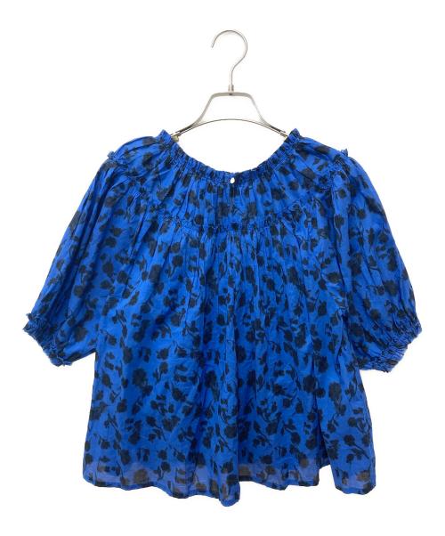 merlette（マーレット）merlette (マーレット) マントンプリントトップ 半袖ブラウス ブルー サイズ:X-SMALLの古着・服飾アイテム