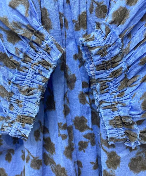 merlette（マーレット）merlette (マーレット) マントンプリントトップ 半袖ブラウス ブルー サイズ:X-SMALLの古着・服飾アイテム