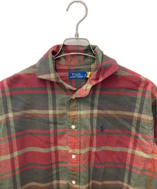 POLO RALPH LAUREN（ポロ・ラルフローレン）POLO RALPH LAUREN (ポロ・ラルフローレン) チェックネルシャツワンピース グリーン×レッド サイズ:2の古着・服飾アイテム
