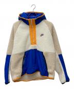NIKEナイキ）の古着「ハーフジップフーディ」｜ベージュ×ブルー