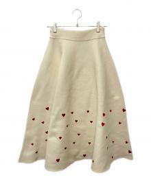 JENNE（ジェンヌ）の古着「ハート刺繍ニットスカート」｜ベージュ