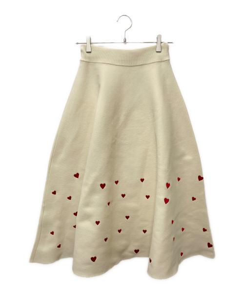 JENNE（ジェンヌ）JENNE (ジェンヌ) ハート刺繍ニットスカート ベージュ サイズ:Sの古着・服飾アイテム