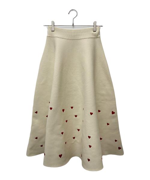 JENNE（ジェンヌ）JENNE (ジェンヌ) ハート刺繍ニットスカート ベージュ サイズ:Sの古着・服飾アイテム