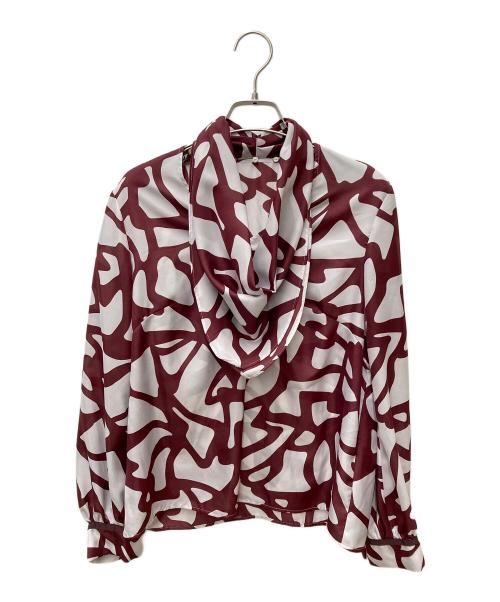 Pinky & Dianne（ピンキーアンドダイアン）Pinky & Dianne (ピンキーアンドダイアン) モダンジオメトリックプリントブラウス レッド サイズ:38の古着・服飾アイテム