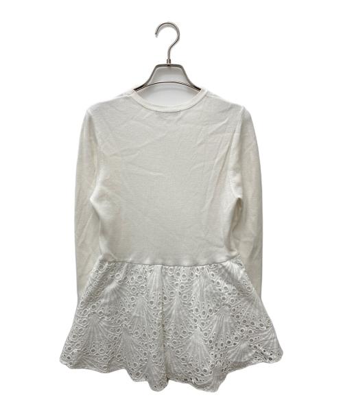 JENNE（ジェンヌ）JENNE (ジェンヌ) レースニットペプラムトップス ホワイト サイズ:Mの古着・服飾アイテム