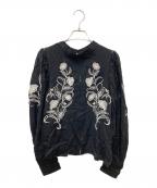 Ameriアメリ）の古着「LADY EMBROIDERY PUFF BLOUSE」｜ブラック