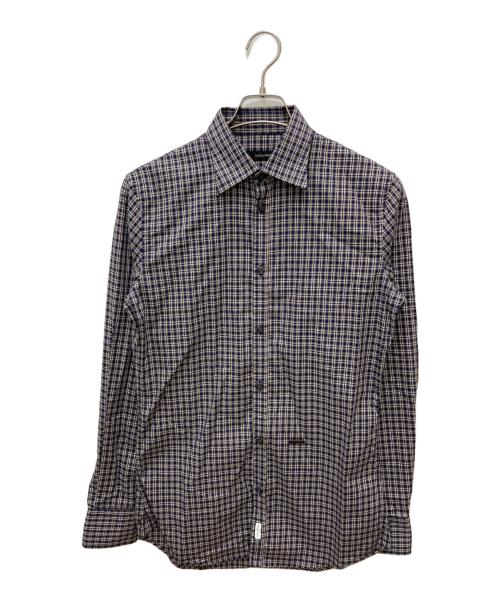 DSQUARED2（ディースクエアード）DSQUARED2 (ディースクエアード) チェックシャツ ネイビー×ベージュ サイズ:48の古着・服飾アイテム