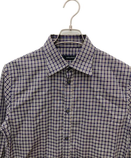 DSQUARED2（ディースクエアード）DSQUARED2 (ディースクエアード) チェックシャツ ネイビー×ベージュ サイズ:48の古着・服飾アイテム
