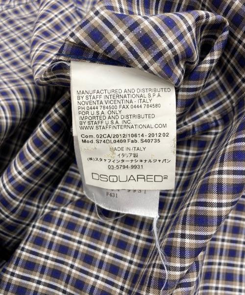 DSQUARED2（ディースクエアード）DSQUARED2 (ディースクエアード) チェックシャツ ネイビー×ベージュ サイズ:48の古着・服飾アイテム