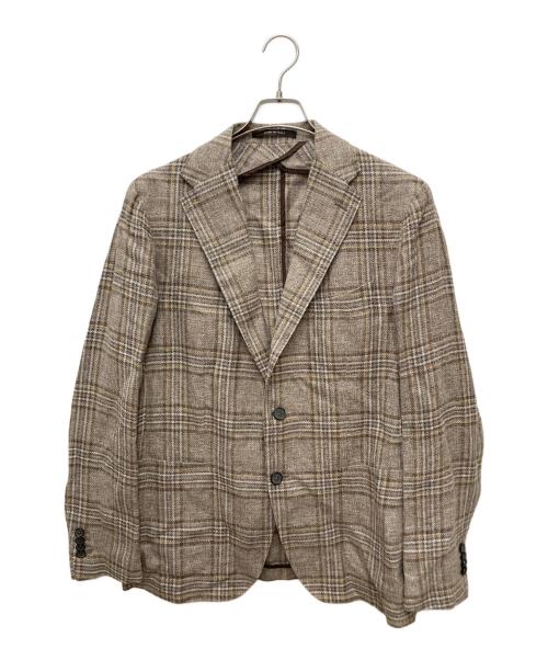 TAGLIATORE（タリアトーレ）TAGLIATORE (タリアトーレ) 2Bチェックテーラードジャケット ブラウン サイズ:52の古着・服飾アイテム