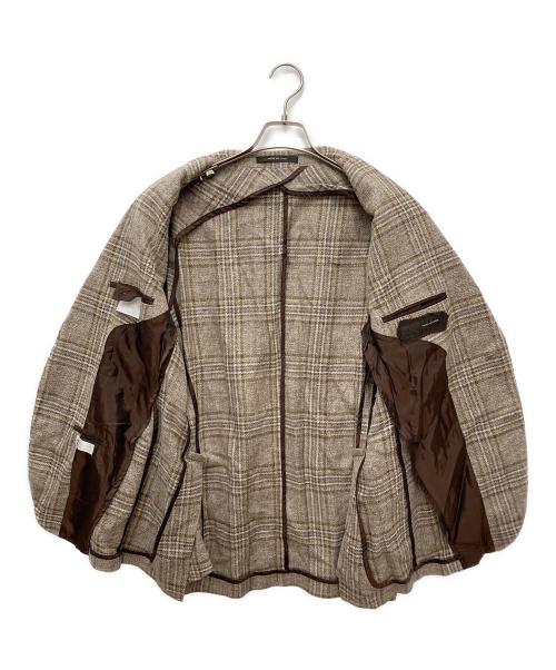 TAGLIATORE（タリアトーレ）TAGLIATORE (タリアトーレ) 2Bチェックテーラードジャケット ブラウン サイズ:52の古着・服飾アイテム