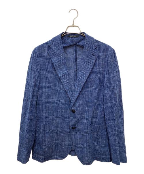 TAGLIATORE（タリアトーレ）TAGLIATORE (タリアトーレ) al duca d'aosta (アルドゥカダオスタ) 2Bチェックテーラードジャケット ブルー×ネイビー サイズ:52の古着・服飾アイテム