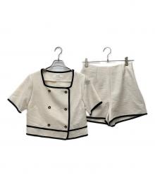 HER LIP TO（ハーリップトゥ）の古着「Mondrian Tweed Set-Up セットアップブラウス」｜ホワイト