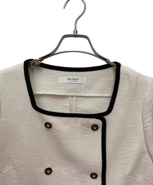 HER LIP TO（ハーリップトゥ）HER LIP TO (ハーリップトゥ) Mondrian Tweed Set-Up セットアップブラウス ホワイト サイズ:Mの古着・服飾アイテム