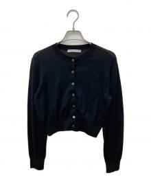 ALEXANDER WANG.T（アレキサンダーワンティー）の古着「Superfine Cropped Crewneck Cardigan ニットカーディガン」｜ブラック