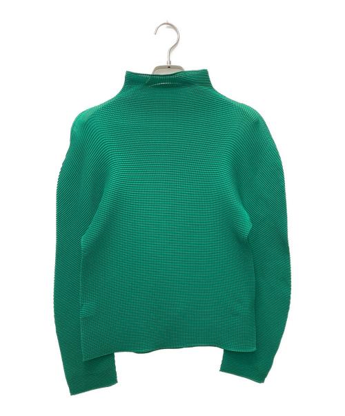 me ISSEY MIYAKE（ミーイッセイ ミヤケ）me ISSEY MIYAKE (ミーイッセイ ミヤケ) プリーツハイネックカットソー グリーン サイズ:表記なしの古着・服飾アイテム