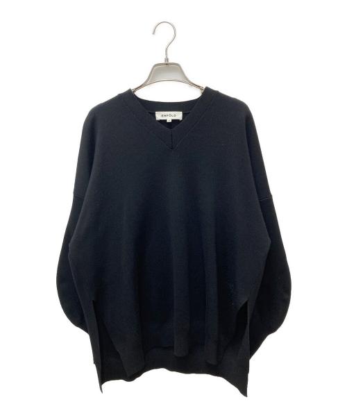 ENFOLD（エンフォルド）ENFOLD (エンフォルド) CURVE-ARM PULLOVER Vネック ニット ブラック サイズ:38の古着・服飾アイテム
