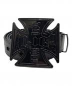 ALICE Hollywoodアリス ハリウッド）の古着「BLISTERED CHOPPER BELT メタルバックルベルト」｜ブラック