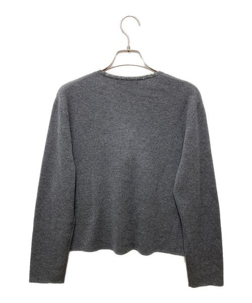 ANAYI（アナイ）ANAYI (アナイ) ステップビジューＶネックカーディガン グレー サイズ:36の古着・服飾アイテム