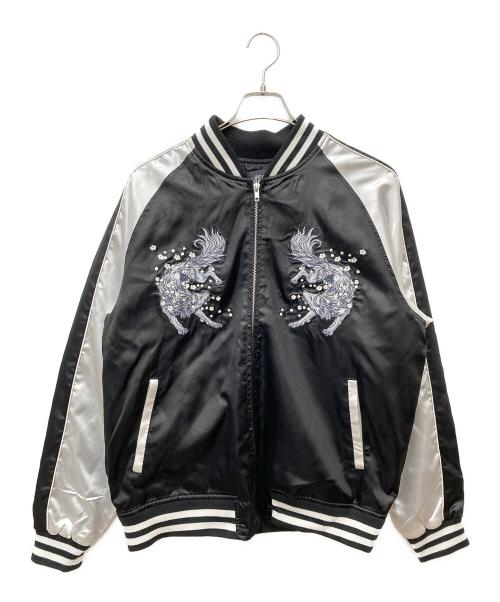 朧（オボロ）朧 (オボロ) 狼スカジャン ブラック サイズ:XLの古着・服飾アイテム