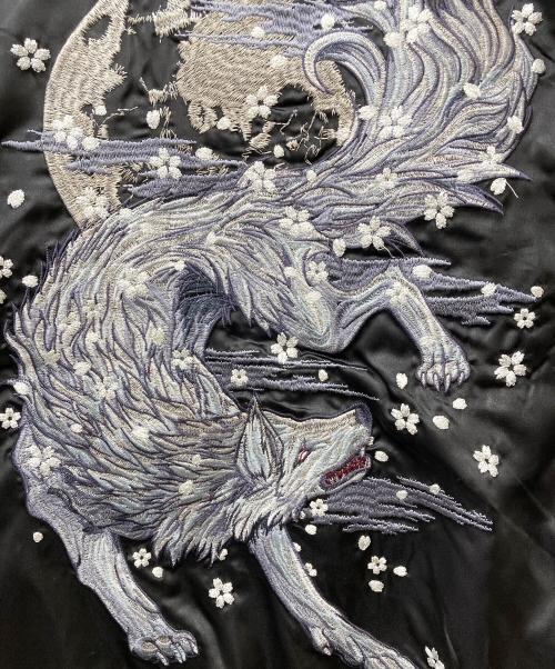 朧（オボロ）朧 (オボロ) 狼スカジャン ブラック サイズ:XLの古着・服飾アイテム