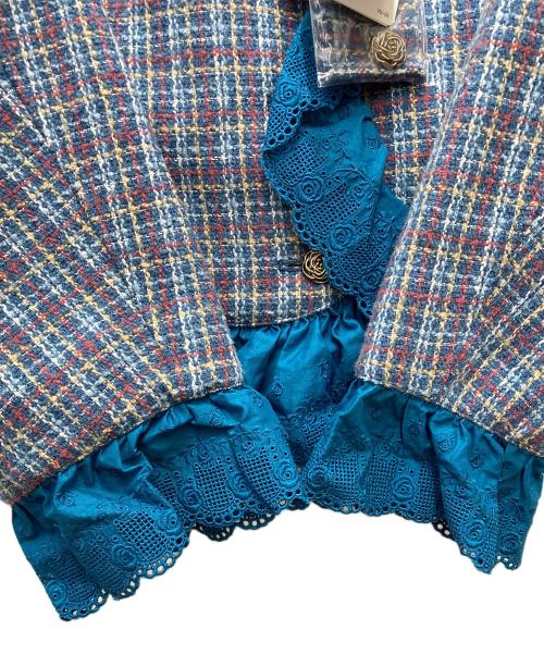 PINK HOUSE（ピンクハウス）PINK HOUSE (ピンクハウス) オリジナルコットンツイードジャケット ブルー サイズ:4 未使用品の古着・服飾アイテム