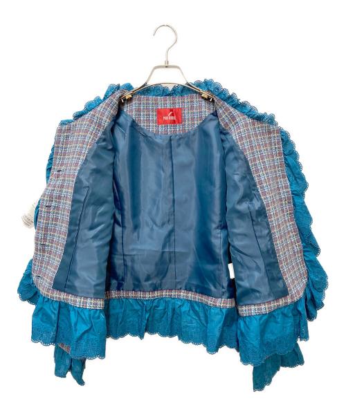 PINK HOUSE（ピンクハウス）PINK HOUSE (ピンクハウス) オリジナルコットンツイードジャケット ブルー サイズ:4 未使用品の古着・服飾アイテム