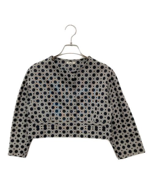 MIU MIU（ミュウミュウ）MIU MIU (ミュウミュウ) ドットストライプカーディガン グレー サイズ:表記なしの古着・服飾アイテム