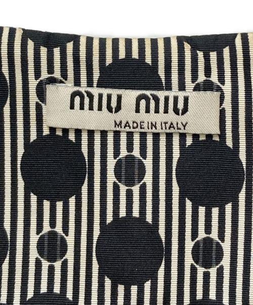 MIU MIU（ミュウミュウ）MIU MIU (ミュウミュウ) ドットストライプカーディガン グレー サイズ:表記なしの古着・服飾アイテム