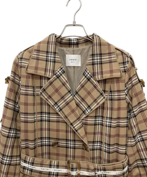 Ameri（アメリ）AMERI (アメリ) PASS CODE CHECK COAT ベージュ サイズ:Sの古着・服飾アイテム