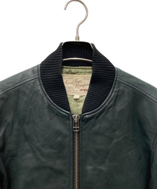 AVIREX（アヴィレックス）AVIREX (アヴィレックス) SOFT LAMB MA-1 TYPE Leather Jacket ブラック サイズ:Lの古着・服飾アイテム
