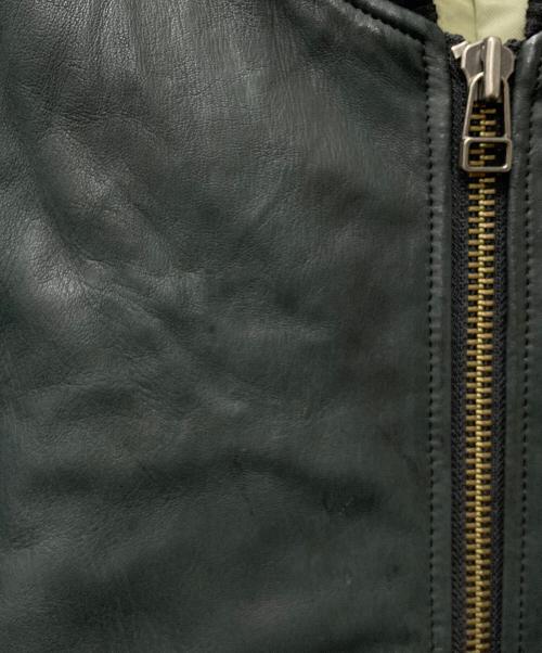 AVIREX（アヴィレックス）AVIREX (アヴィレックス) SOFT LAMB MA-1 TYPE Leather Jacket ブラック サイズ:Lの古着・服飾アイテム
