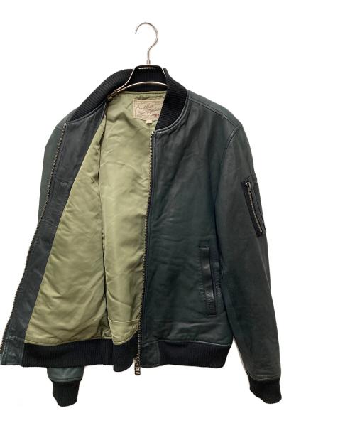 AVIREX（アヴィレックス）AVIREX (アヴィレックス) SOFT LAMB MA-1 TYPE Leather Jacket ブラック サイズ:Lの古着・服飾アイテム