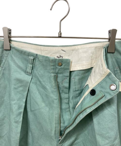 saby（サバイ）saby (サバイ) タックパンツ 黄緑 サイズ:Mの古着・服飾アイテム