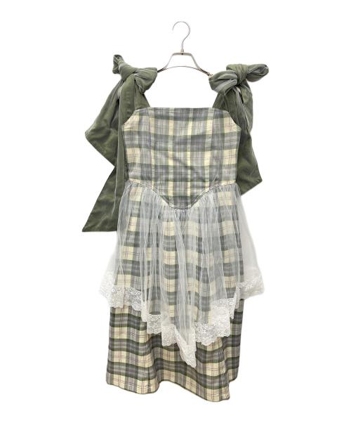 PAMEO POSE（パメオポーズ）PAMEO POSE (パメオポーズ) VEILED DRESS グリーン サイズ:Fの古着・服飾アイテム