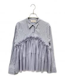 POPPY（ポピー）の古着「tulle docking flare shirt」｜グレー