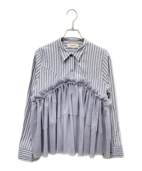 POPPY（ポピー）POPPY (ポピー) tulle docking flare shirt グレー サイズ:Fの古着・服飾アイテム