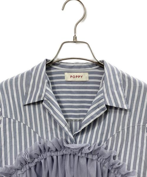 POPPY（ポピー）POPPY (ポピー) tulle docking flare shirt グレー サイズ:Fの古着・服飾アイテム