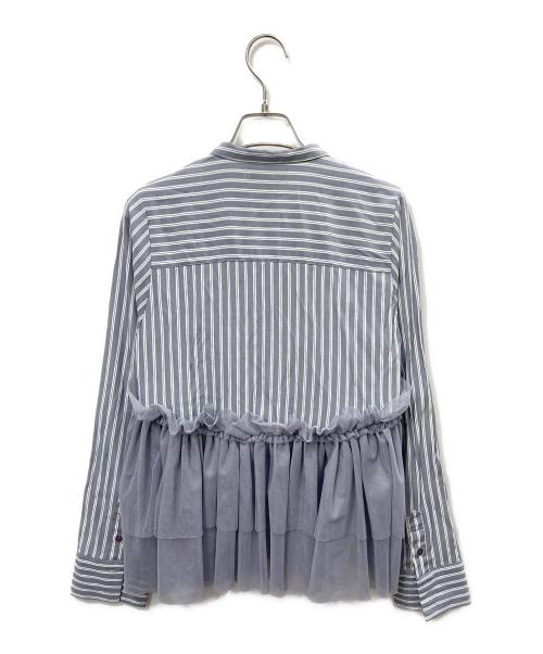 POPPY（ポピー）POPPY (ポピー) tulle docking flare shirt グレー サイズ:Fの古着・服飾アイテム