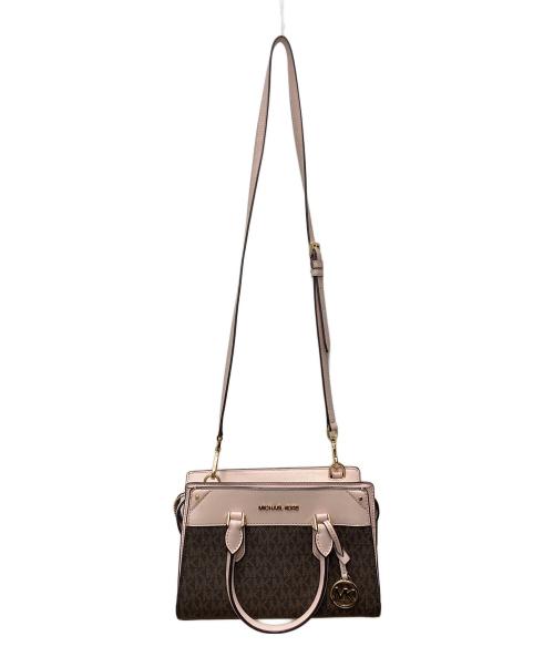 MICHAEL KORS（マイケル・コース）MICHAEL KORS (マイケル・コース) サッチェルスモール2WAYバッグ ブラウン×ピンクの古着・服飾アイテム