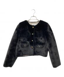 eimy istoire（エイミーイストワール）の古着「ゴールドボタンフェイクファージャケット」｜ブラック